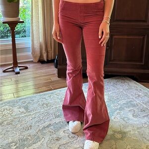 We The Free Flare Corduroy Pants in Brick